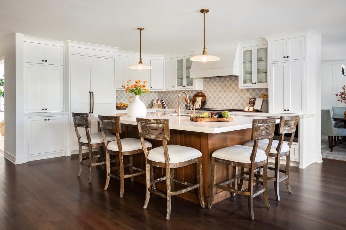 Custom kitchen remodel with warm wood cabinetry