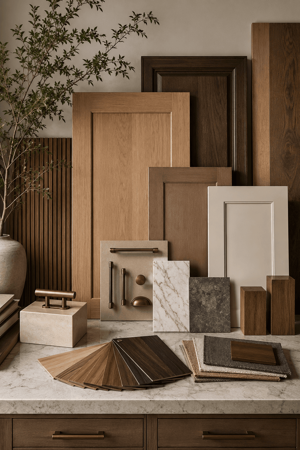 Milhouse Woodworks premium hardwood, stone, and cabinet materials